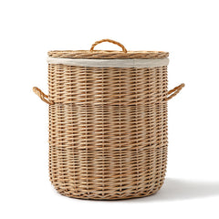 Woven Round Laundry Hamper Storage With Lid - Mubimart -  