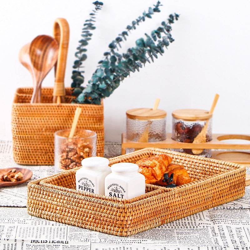 Woven Storage Basket Woven Storage Basket Handmade Rattan - Mubimart