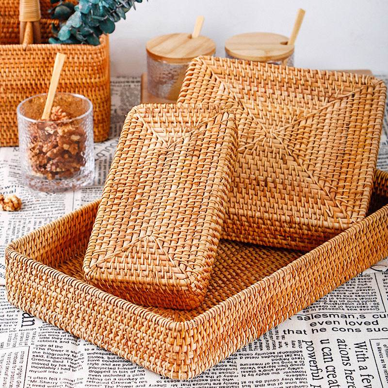 Woven Storage Basket Woven Storage Basket Handmade Rattan - Mubimart