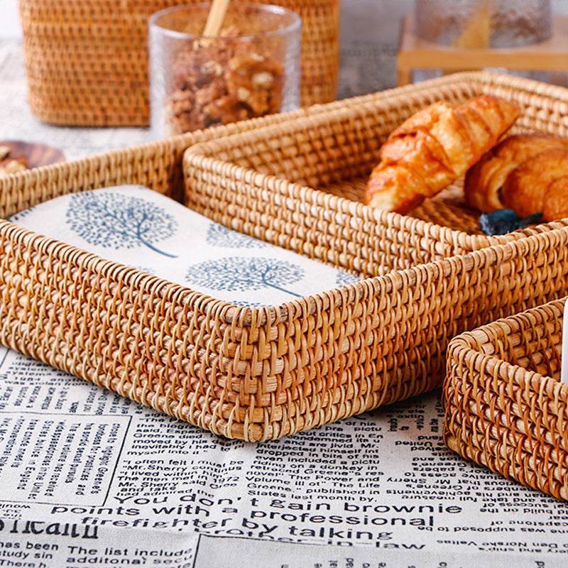 Woven Storage Basket Woven Storage Basket Handmade Rattan - Mubimart