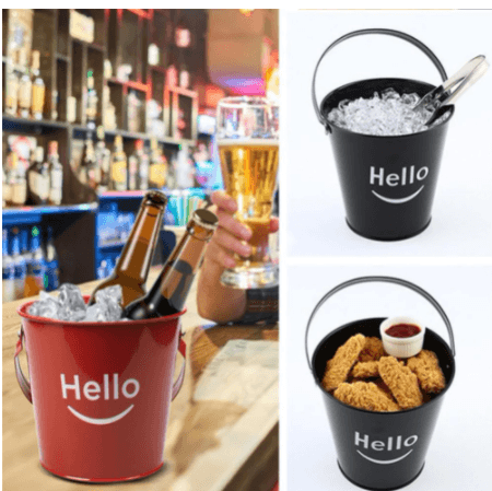 Wrought Iron Black And White Smile Ice Bucket Mini Bucket Fries Snack Fries Bucket - Mubimart