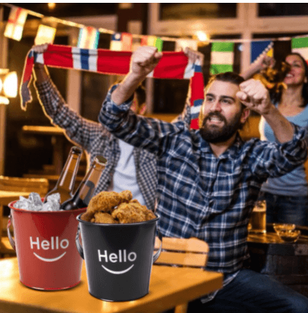 Wrought Iron Black And White Smile Ice Bucket Mini Bucket Fries Snack Fries Bucket - Mubimart