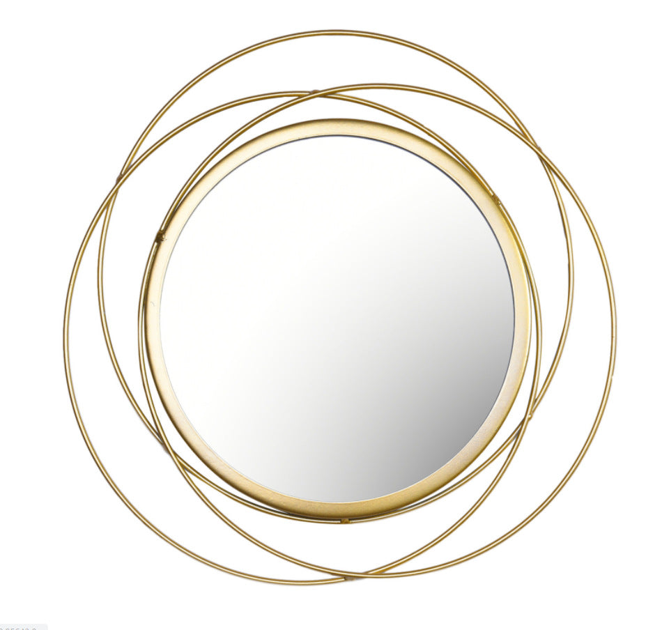 Wrought Iron Round Frame Decorative Wall-Mounted Mirror Gold Leaf Wall-Mounted Mirror - Mubimart -  