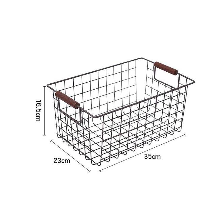 Wrought Iron Storage Basket Kitchen Furniture Sundries Storage Basket - Mubimart
