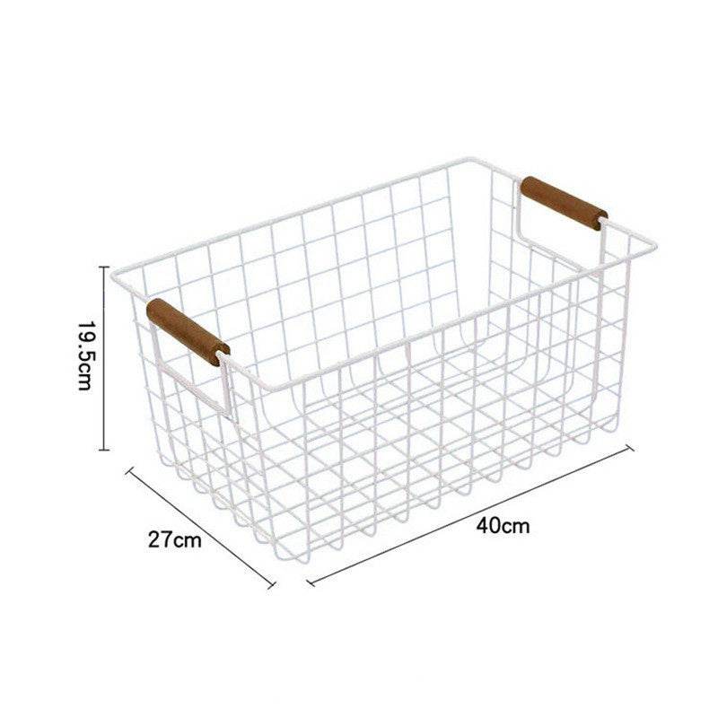 Wrought Iron Storage Basket Kitchen Furniture Sundries Storage Basket - Mubimart