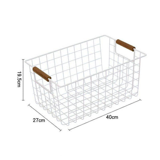 Wrought Iron Storage Basket Kitchen Furniture Sundries Storage Basket - Mubimart