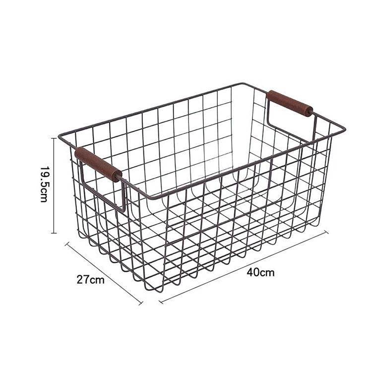 Wrought Iron Storage Basket Kitchen Furniture Sundries Storage Basket - Mubimart
