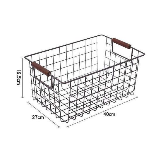 Wrought Iron Storage Basket Kitchen Furniture Sundries Storage Basket - Mubimart