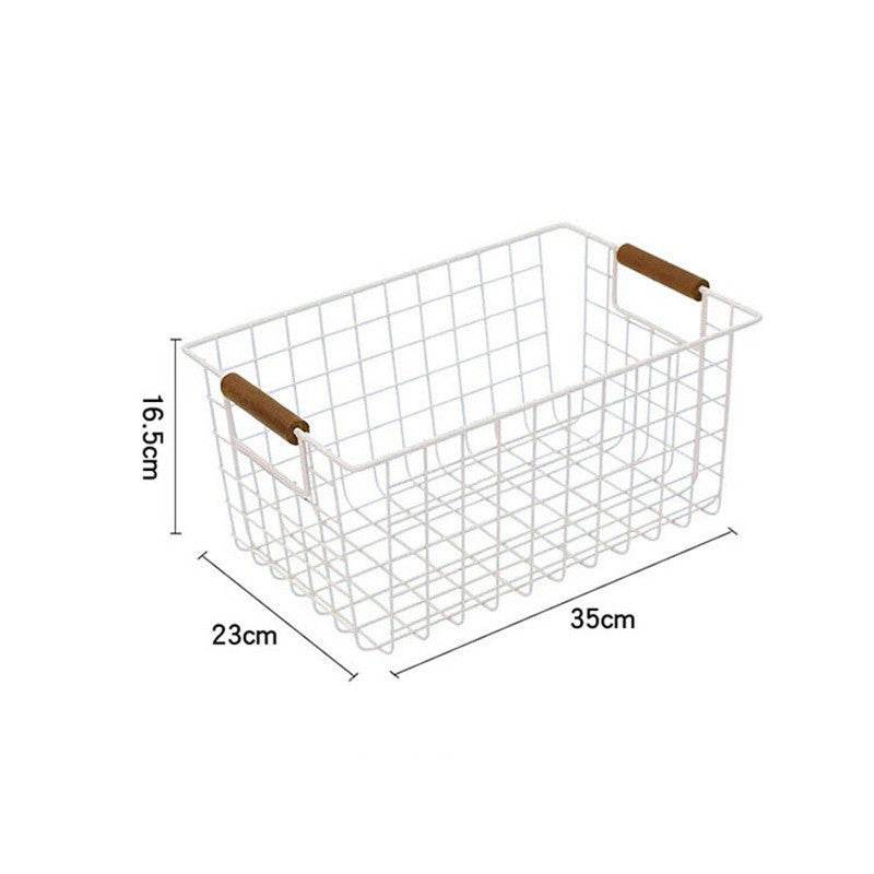 Wrought Iron Storage Basket Kitchen Furniture Sundries Storage Basket - Mubimart
