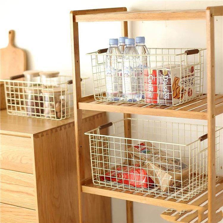 Wrought Iron Storage Basket Kitchen Furniture Sundries Storage Basket - Mubimart