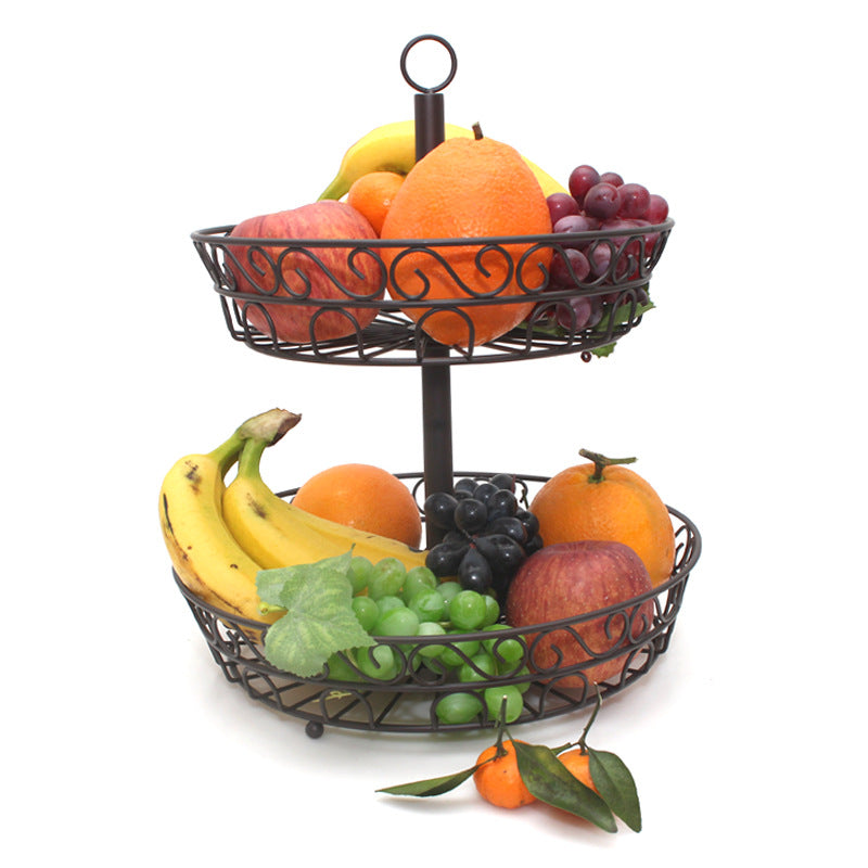 Wrought iron double fruit basket - Mubimart -  