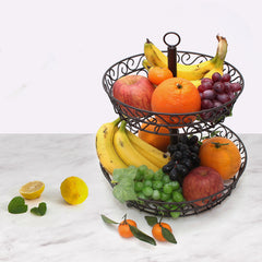 Wrought iron double fruit basket - Mubimart - Metal basket 