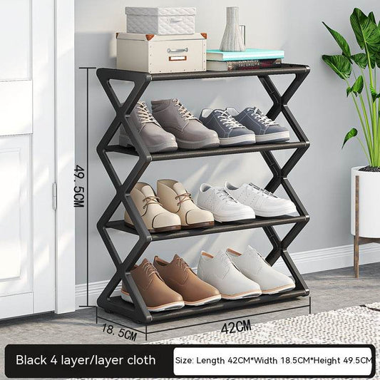 X-type Shoe Rack Simple Assembly Steel Tube Student Dormitory Multi-functional Storage Rack - Mubimart
