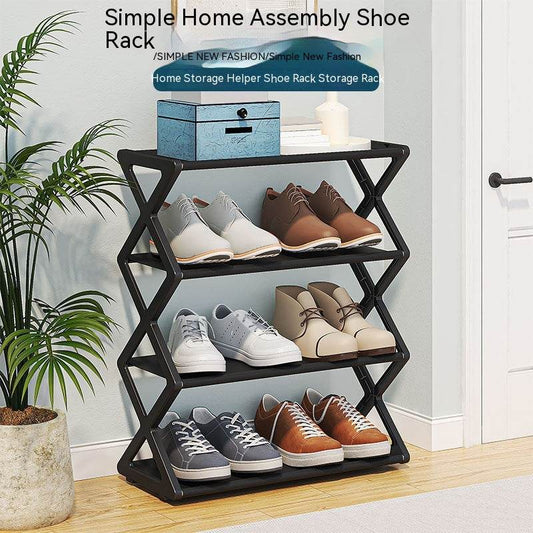 X-type Shoe Rack Simple Assembly Steel Tube Student Dormitory Multi-functional Storage Rack - Mubimart
