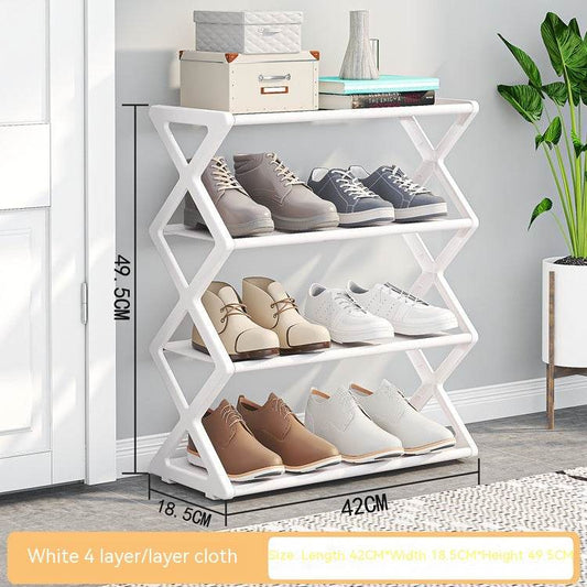 X-type Shoe Rack Simple Assembly Steel Tube Student Dormitory Multi-functional Storage Rack - Mubimart