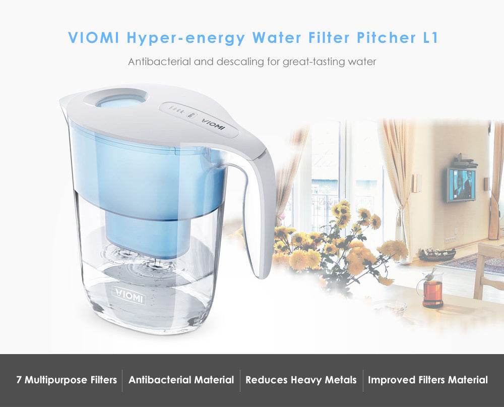 Xiaomi VIOMI Mi Home 3.5L Water Filter Pitcher Filtration Dispenser Cup 7 Multipurpose Filters Xiaomi Water Purifier - Mubimart
