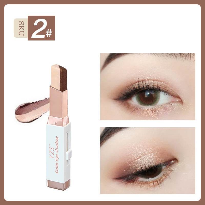 YZS Velvet Gradient Two-color Eyeshadow Stick, Contrast Pearlescent Eyeshadow, Eye Modification Eyeshadow Pen - Mubimart