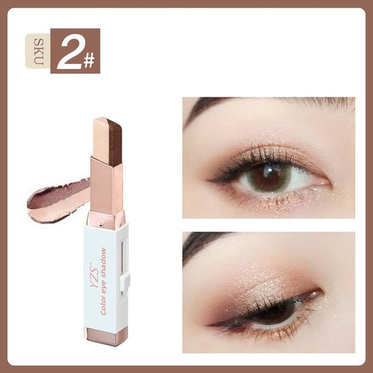 YZS Velvet Gradient Two-color Eyeshadow Stick, Contrast Pearlescent Eyeshadow, Eye Modification Eyeshadow Pen - Mubimart