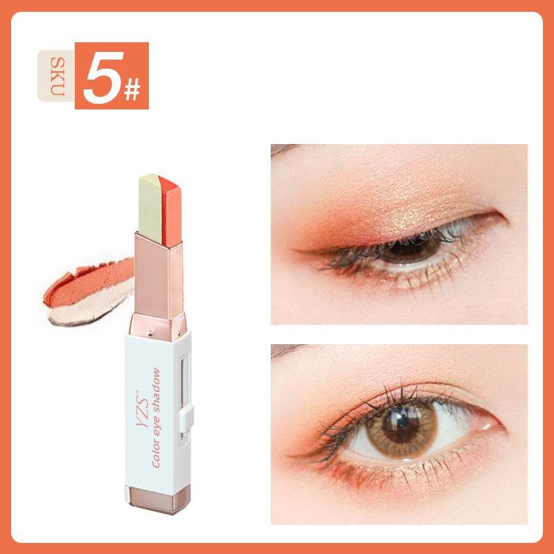 YZS Velvet Gradient Two-color Eyeshadow Stick, Contrast Pearlescent Eyeshadow, Eye Modification Eyeshadow Pen - Mubimart