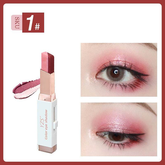 YZS Velvet Gradient Two-color Eyeshadow Stick, Contrast Pearlescent Eyeshadow, Eye Modification Eyeshadow Pen - Mubimart