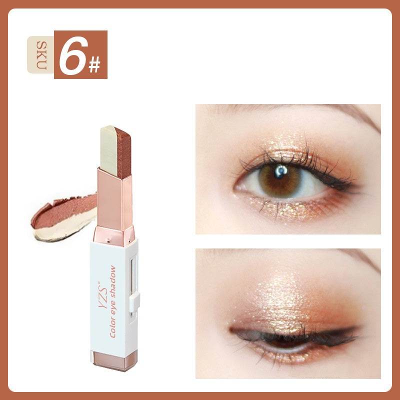 YZS Velvet Gradient Two-color Eyeshadow Stick, Contrast Pearlescent Eyeshadow, Eye Modification Eyeshadow Pen - Mubimart