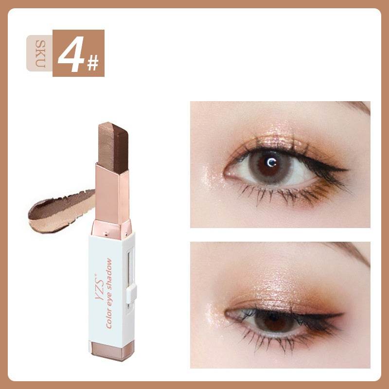 YZS Velvet Gradient Two-color Eyeshadow Stick, Contrast Pearlescent Eyeshadow, Eye Modification Eyeshadow Pen - Mubimart