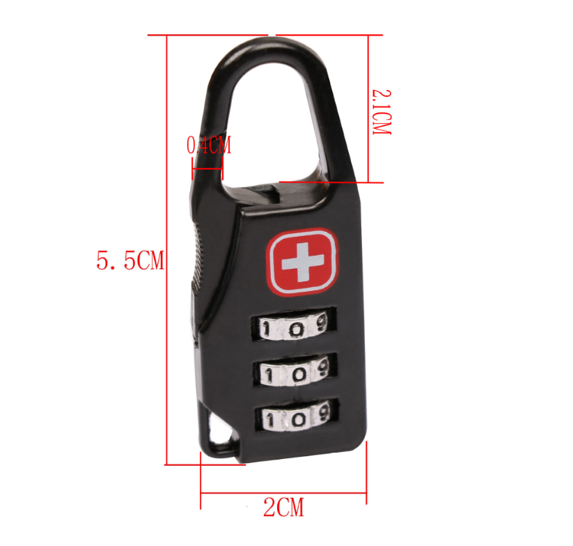 Zinc alloy saber silk screen cross code lock mini lock backpack padlock luggage padlock - Mubimart -  