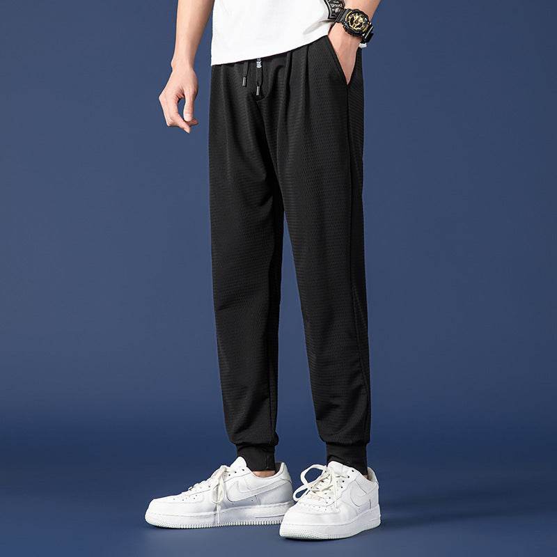 Nine Point Drawstring Wide Leg Sweatpants - Mubimart