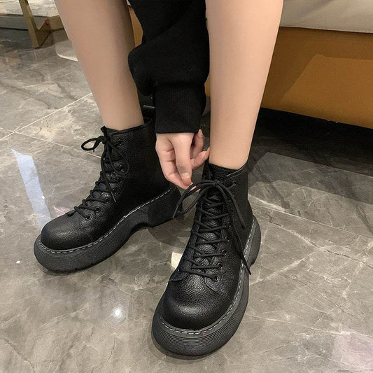 Fashion Lace-up Ankle Boots Women Thin Skinny Boots - Mubimart