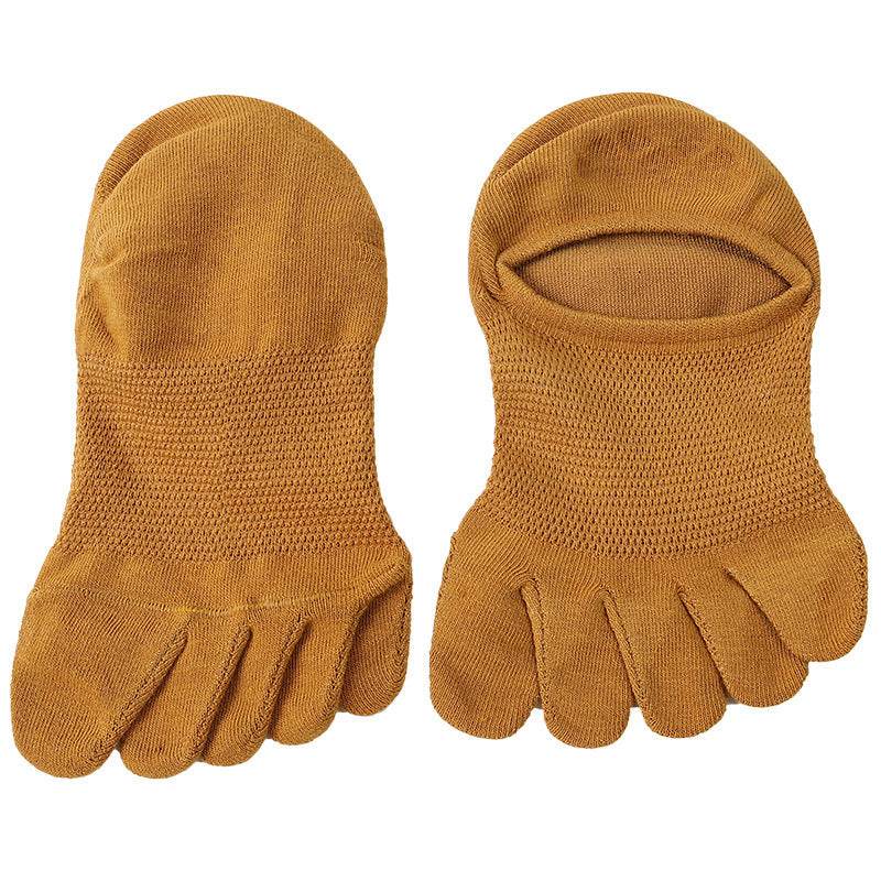 Invisible Five Toe Socks Summer Thin Low Cut Short Cotton Mesh Breathable Sweat Absorbing - Mubimart