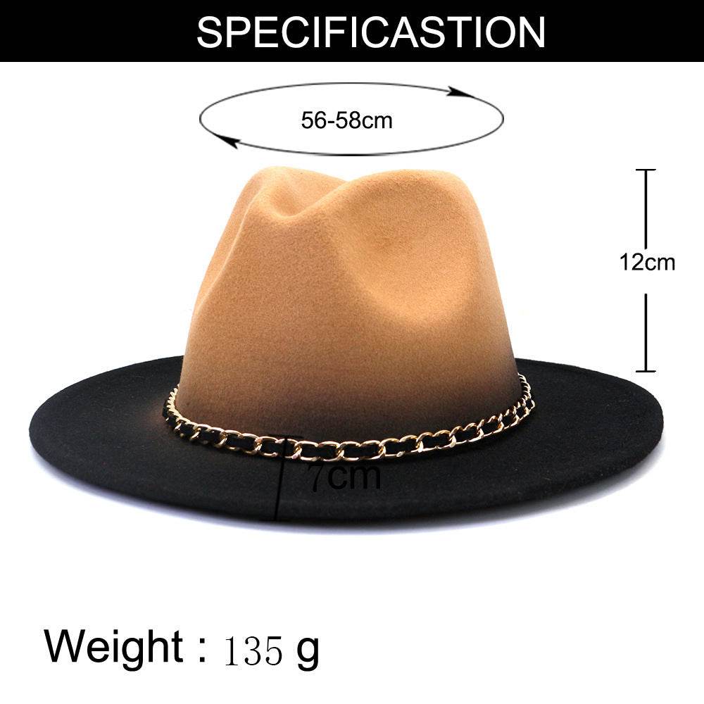Painted Woolen Flat Brim Autumn And Winter British Style Fashion Fedora Hat - Mubimart