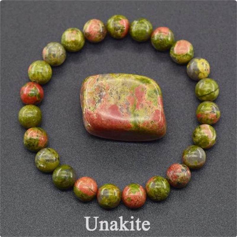 Natural Stone Elastic String Beaded Bracelet Jewelry Stone Tiger Eye Beaded Yoga Bracelets For Men Women - Mubimart
