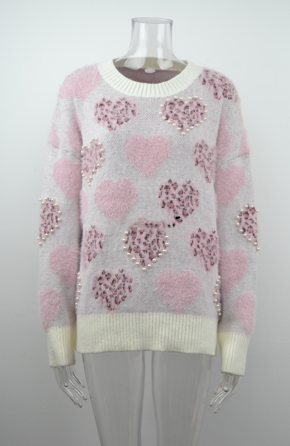 Women's Beads Love Pullover Plus Size Sweater