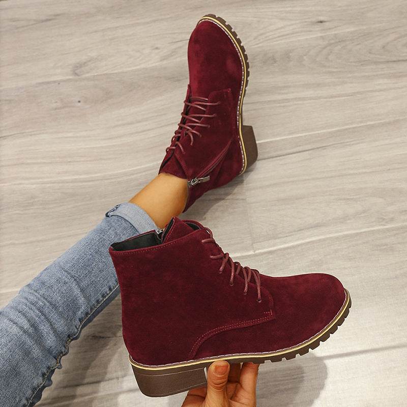 Short Boots Women Round Toe Martin Boots Women - Mubimart