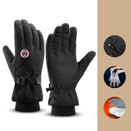 Warm Winter Ski Gloves For Men Outdoor Cycling With Fleece Thickened - Mubimart
