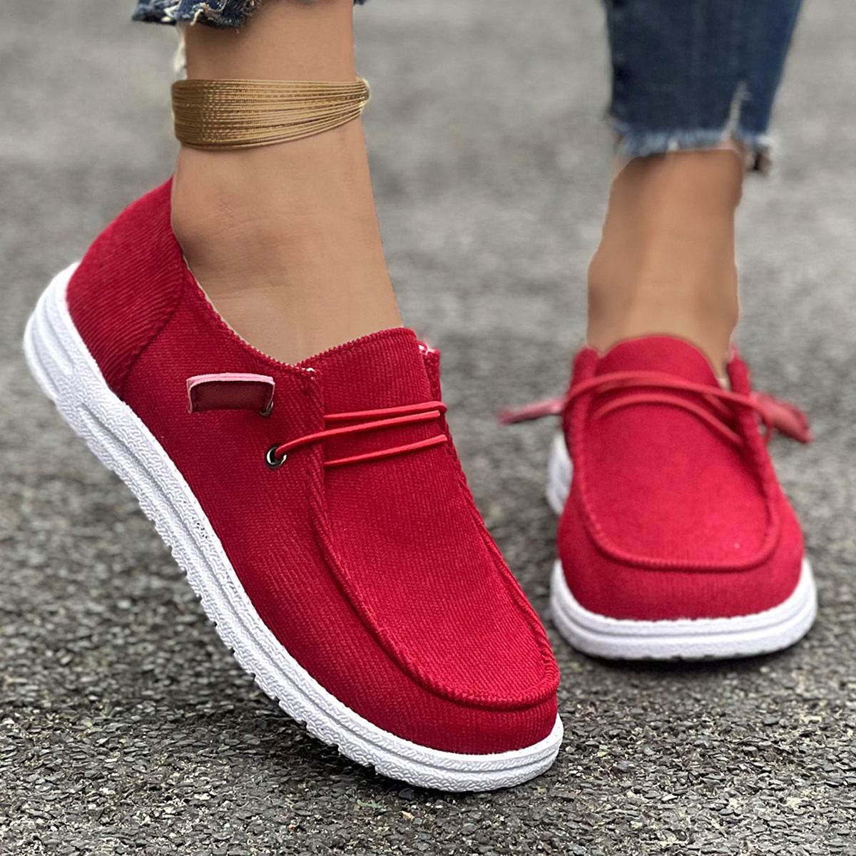 Casual Slip-on Flats Shoes Women Fashion Solid Color Loafers Lazy Shoes - Mubimart
