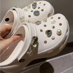 Water Drops Hole Shoes Button Shoes Flower