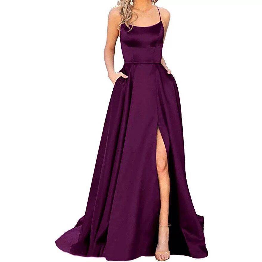 Sleeveless Split Prom Evening Dress New - Mubimart