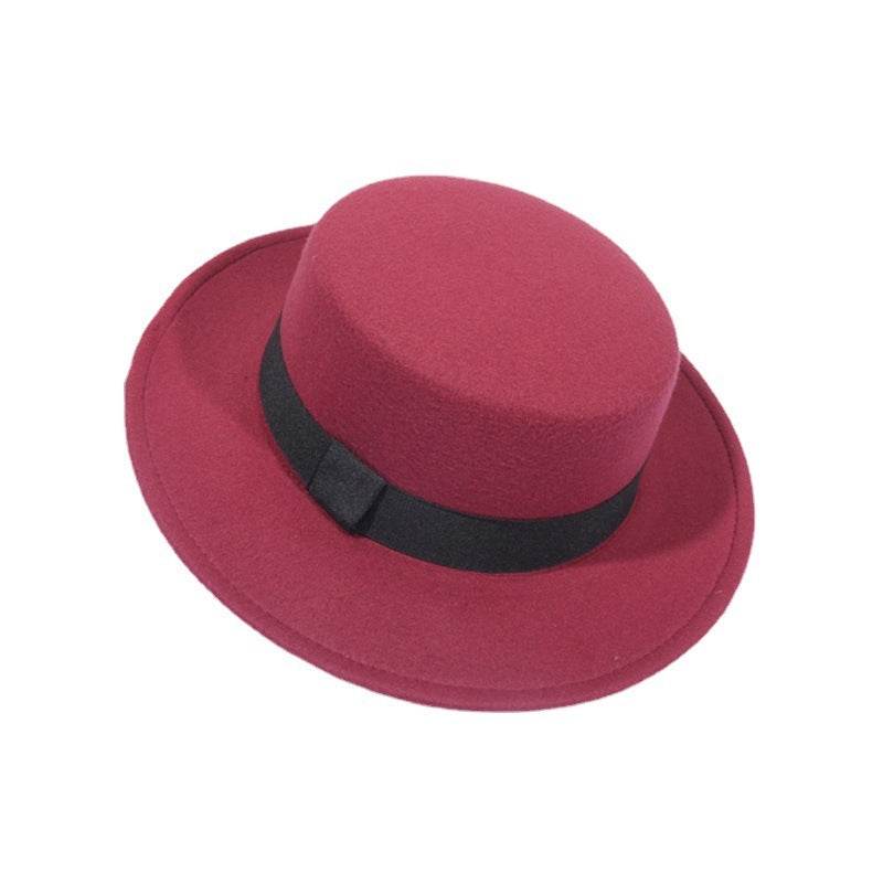 Flat Top Retro British Big Brim Fedora Hat Street Leisure - Mubimart