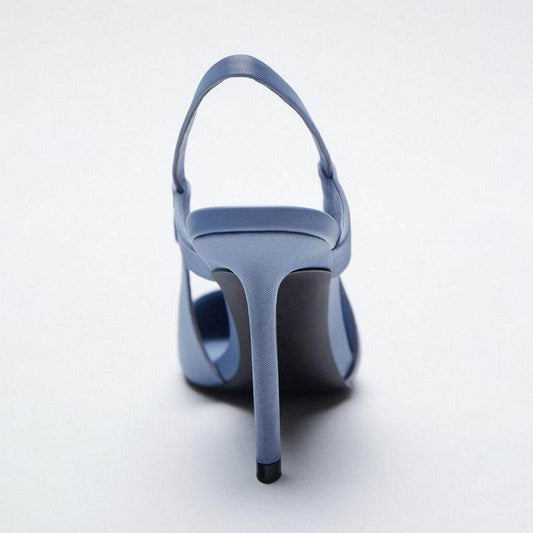 Light Blue Slingback High Heels Pointed Toe Stiletto All-match Fairy Wind Sandals - Mubimart