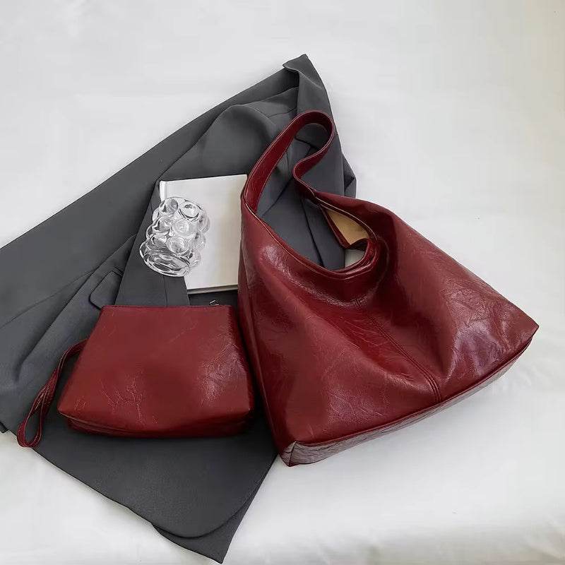 Fashion Womens Shoulder Bag Vintage Designer Large Capacity Casual Tote Bag Autumn And Winter Fashion Handbag - Mubimart