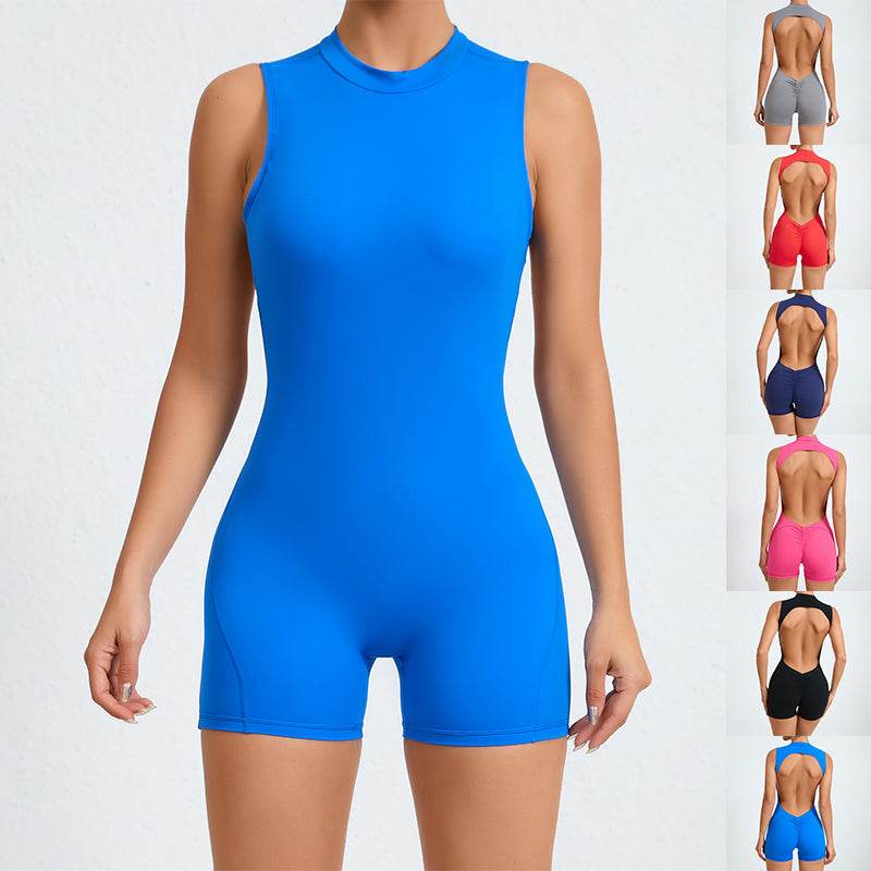 Sleeveless Back Hollow Yoga Jumpsuit Summer Fitness Sports Clothing - Mubimart