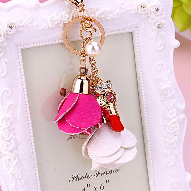 Rhinestone Satchel Car Key Ring Female - Mubimart