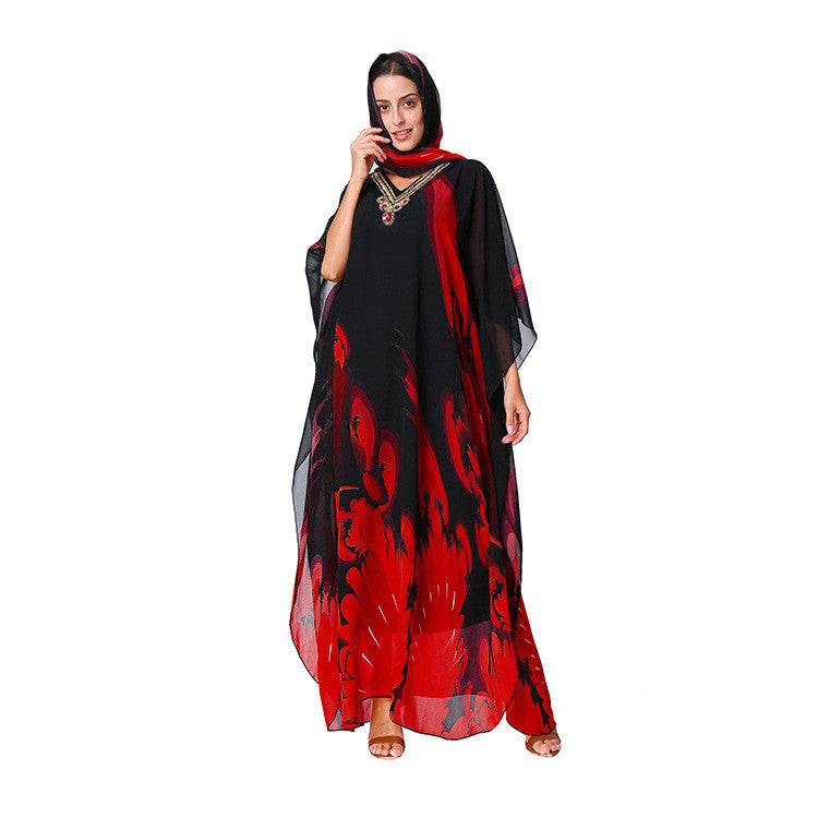 Dubai Plus Size Casual Dress With Printed Bandana - Mubimart