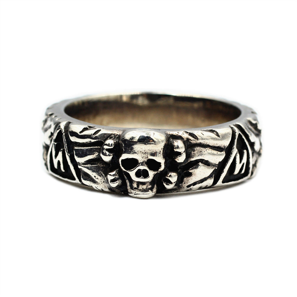 Mens Fashion Simple Sterling Silver Skull Ring