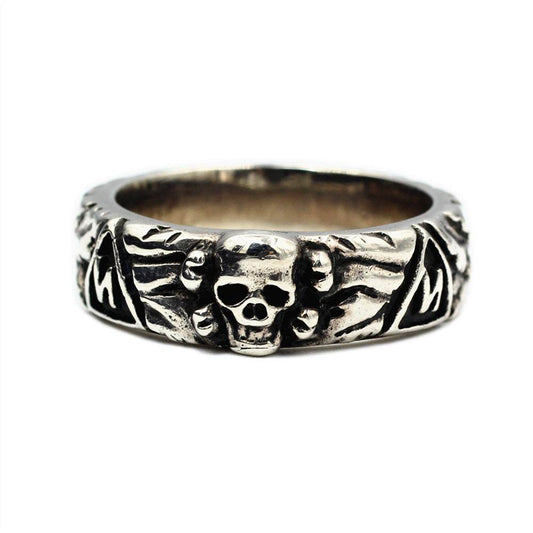Mens Fashion Simple Sterling Silver Skull Ring - Mubimart