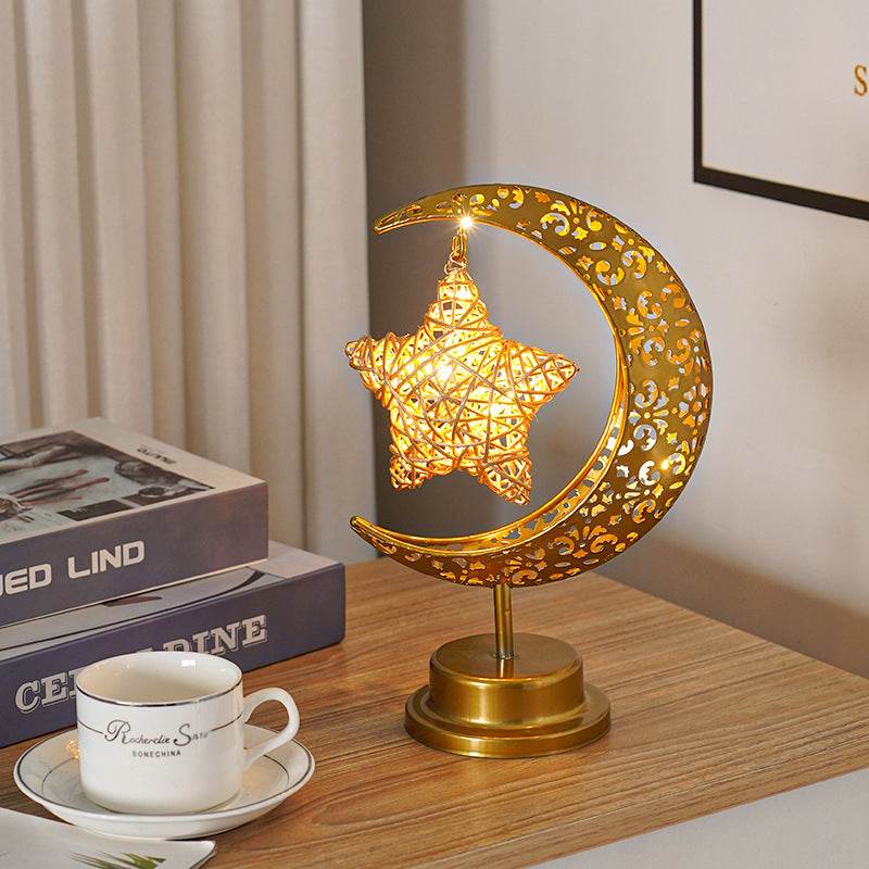LED Modeling Lamp Creative Personality Iron Moon - Mubimart