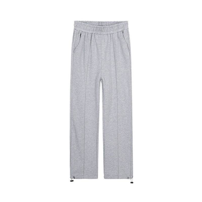 Men's Knitted Gray Sports Wide Legs Drawstring Jogger Pants - Mubimart