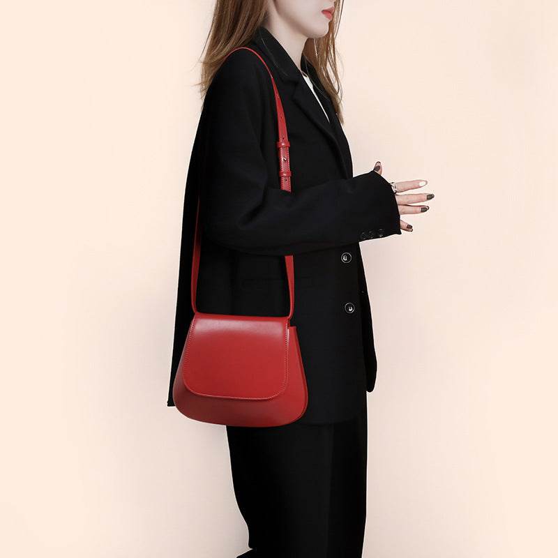 Crossbody Bag Vegan Leather Women Retro Small Saddle Satchel Shoulder Bag With Long Adjustable Strap - Mubimart