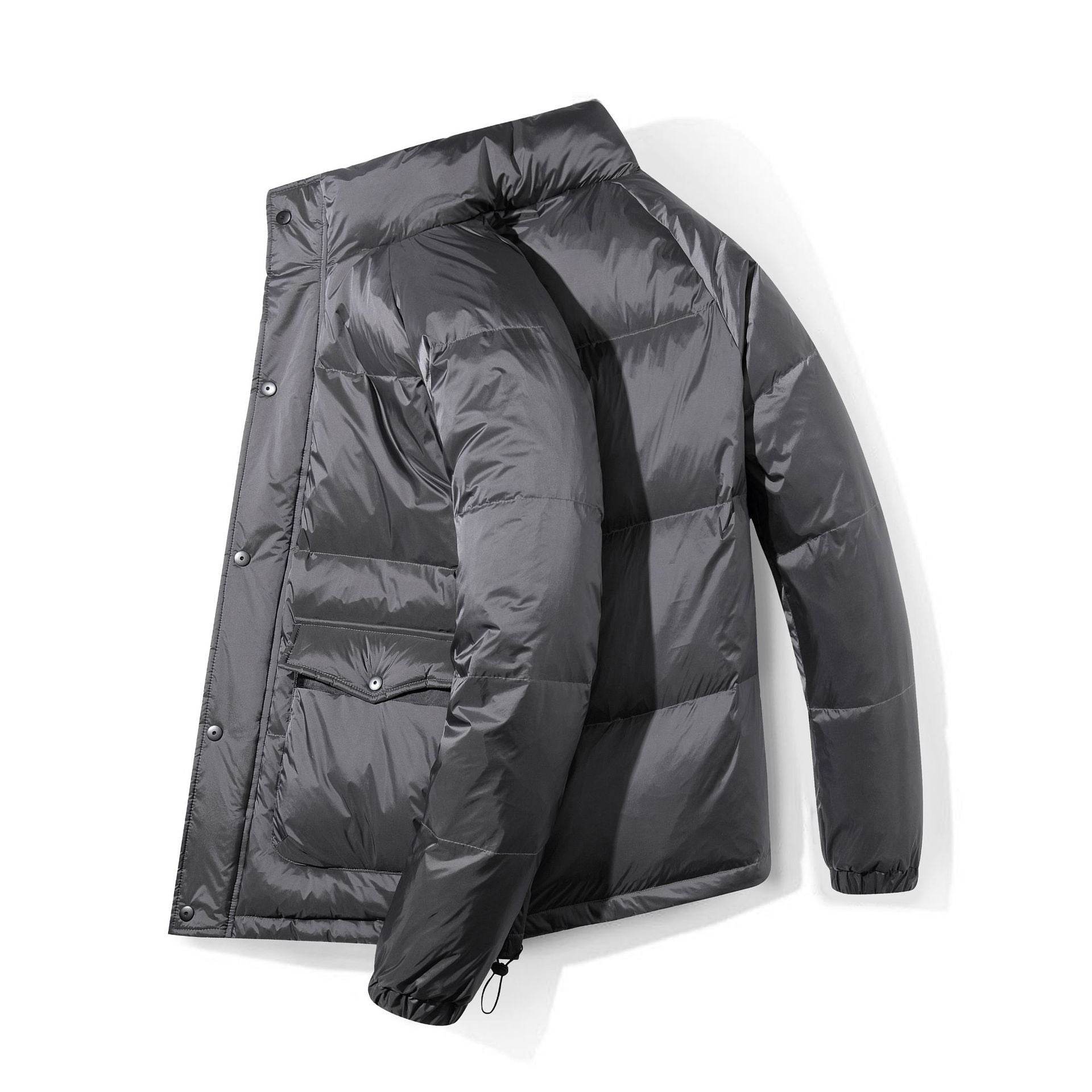 Large Size Winter White Duck Down Casual Padded Jacket - Mubimart